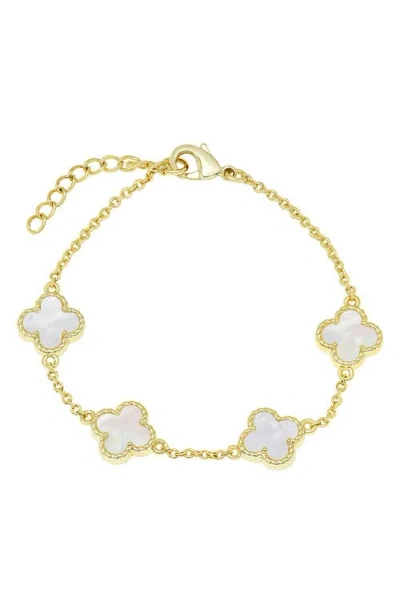 Lily Nily Kids' Mother-of-pearl Clover Bracelet In Gold