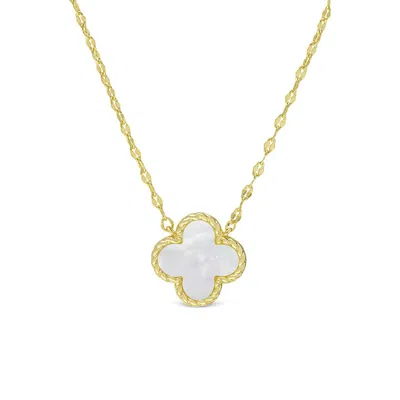 Lily Nily Kids' Mother-of-pearl Clover Pendant Necklace In Gold