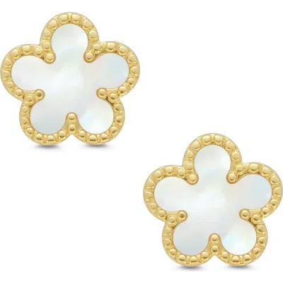 Lily Nily Kids' Mother-of-pearl Flower Stud Earrings In Gold