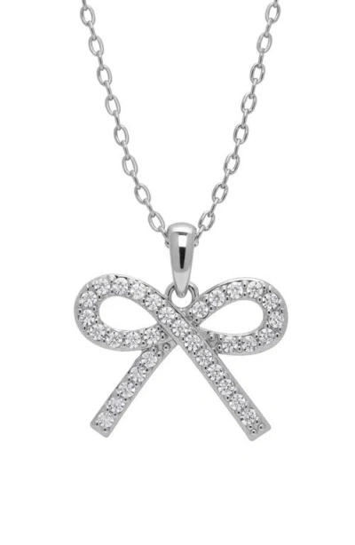 Lily Nily Kids' Pavé Cubic Zirconia Bow Pendant Necklace In Metallic