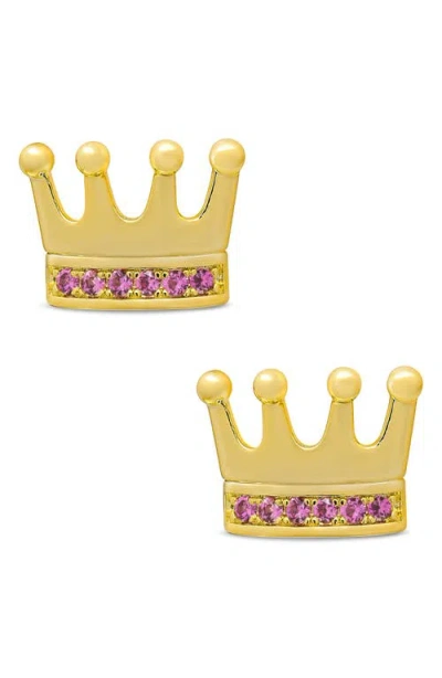 Lily Nily Kids' Pavé Cubic Zirconia Crown Stud Earrings In Gold
