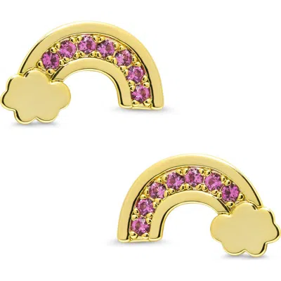 Lily Nily Kids' Pavé Cubic Zirconia Rainbow Stud Earrings In Gold