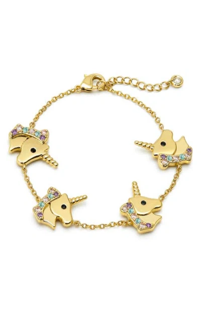 Lily Nily Kids' Pavé Cubic Zirconia Unicorn Charm Bracelet In Gold