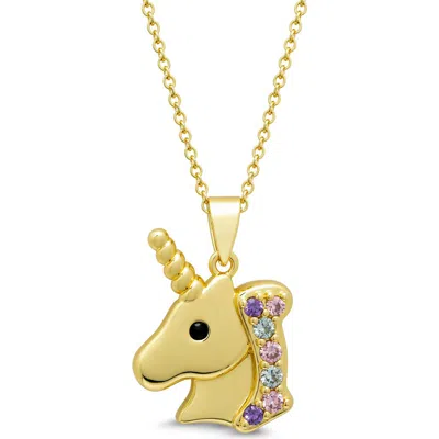 Lily Nily Kids' Pavé Cubic Zirconia Unicorn Pendant Necklace In Gold