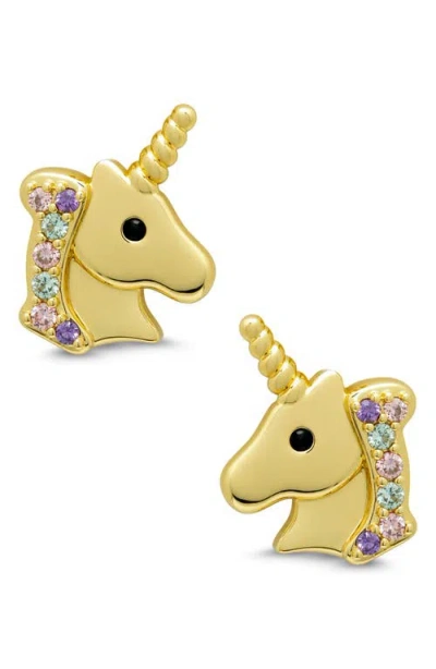 Lily Nily Kids' Pavé Cubic Zirconia Unicorn Stud Earrings In Gold