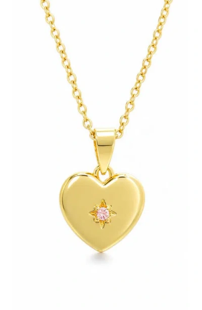 Lily Nily Kids' Pink Cubic Zirconia Heart Pendant Necklace In Gold