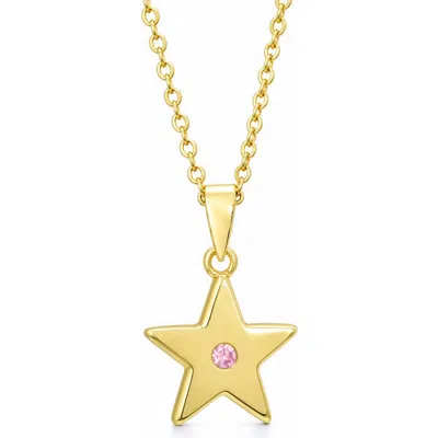 Lily Nily Kids' Pink Cubic Zirconia Star Pendant Necklace In Gold