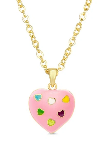 Lily Nily Kids' Puff Heart Enamel Pendant Necklace In Gold