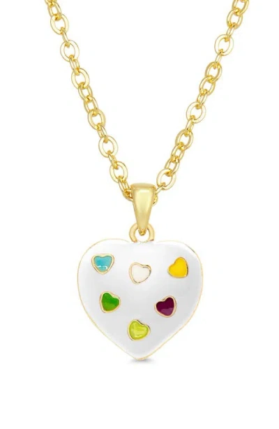 Lily Nily Kids' Puff Heart Enamel Pendant Necklace In Gold