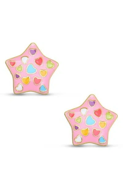 Lily Nily Kids' Puff Star Enamel Stud Earrings In Pink