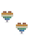 Lily Nily Kids' Rainbow Cubic Zirconia Heart Stud Earrings