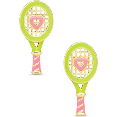 Lily Nily Kids' Tennis Racket Stud Earrings In Green