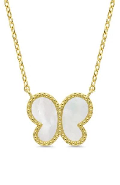 Lily Nily Kids'  Mother Of Pearl Butterfly Pendant Necklace In Gold