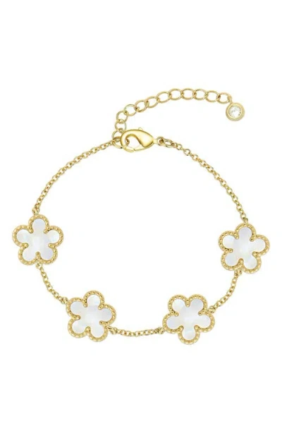 Lily Nily Kids'  Mother Of Pearl Flower Bracelet In Gold