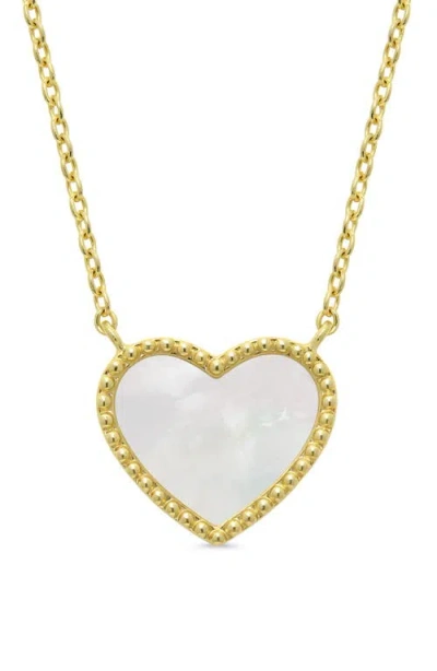 Lily Nily Kids'  Mother Of Pearl Heart Pendant Necklace In Gold