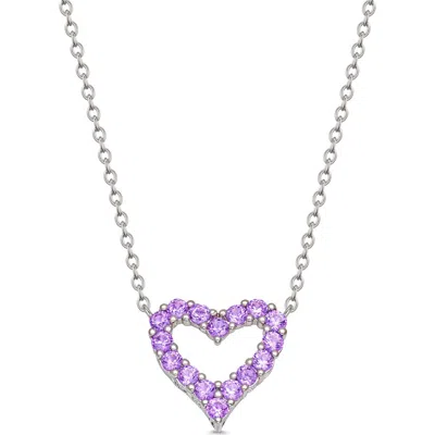 Lily Nily Kids'  Open Heart Cubic Zirconia Pendant Necklace In Purple