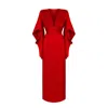 Lily Phellera Women's Calypso Kimono Wrap Illusion Dress With Xl Ties In Scarlet Red In Red