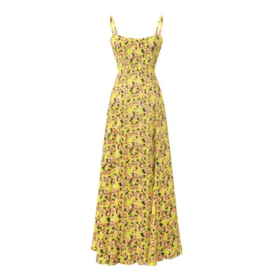 Lily Phellera Women's Daphne Floral Print Summer Maxi Dress In Yellow