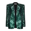 Lily Phellera Women's Jesse Oversized Sequin Blazer In Cat Eye Green In Green