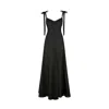 Lily Phellera Women's Kaya Maxi Linen Dress In Midnight Black In Black