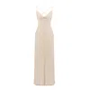 Lily Phellera Women's Neutrals Citadel Slip Midi Dress With Ruffle Hem In Black