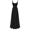 Lily Phellera Women's Nora Strap Maxi Dress With Open Back In Midnight Black In Black