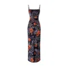 Lily Phellera Women's Rocky Stretch Burnout Velvet Floral Summer Dress With Spaghetti Straps