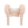 Lily Phellera Women's Rose Gold Callista Organza Blouse In Seashell Blush In Rose Gold