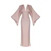 Lily Phellera Women's Rose Gold Scarlett Kimono Gown With Trumpet Sleeves & Red Piping Detail In Rose Gold