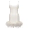 Lily Phellera Women's White Lola Dress With Feather Trim In White