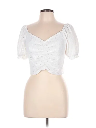 Pre-owned Lily Rose Short Sleeve Blouse In White