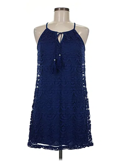 Pre-owned Lily Rose Sleeveless Top Blue Halter Neckline Tops