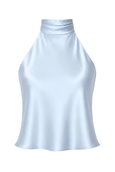 Lily Rou Women's Blue Sky Halter-neck Silk Top