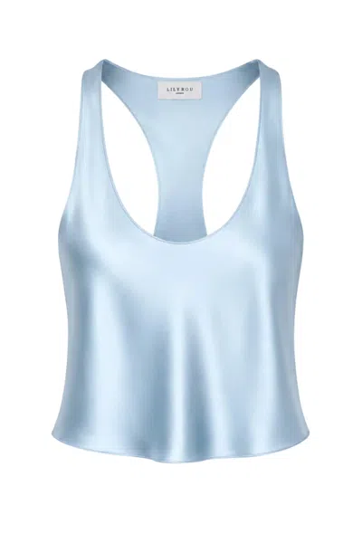 Lily Rou Women's Blue Sky Racer-back Silk Tank Top