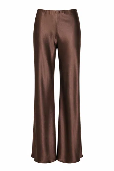 Lily Rou Women's Brown Chocolate Bias-cut Silk Trousers