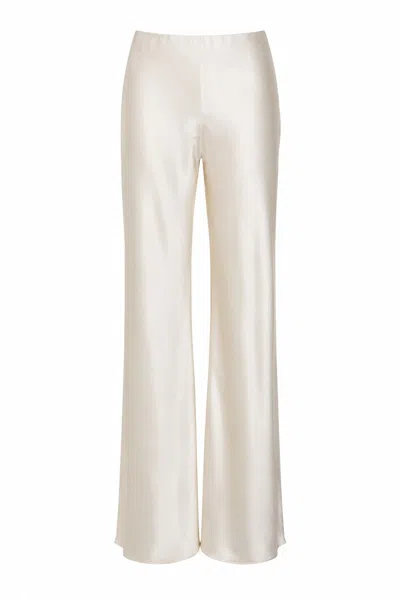 Lily Rou Women's White Cream Bias-cut Silk Trousers