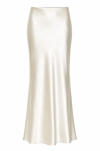 Lily Rou Women's White Cream Maxi Silk Slip Skirt