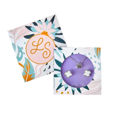 Lily Sky Elephant Necklace + Earrings Set In Silver/white