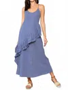 Lily Sleeveless Ruffle Detail Maxi Dress In Blue In Blue