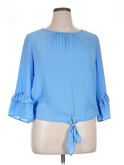 Pre-owned Lily White 3/4 Sleeve Blouse In Blue