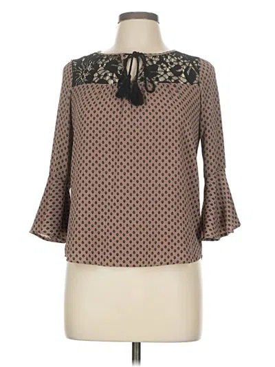 Pre-owned Lily White 3/4 Sleeve Blouse In Brown