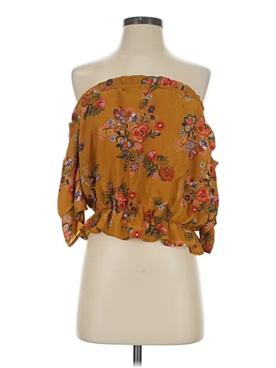 Pre-owned Lily White 3/4 Sleeve Blouse In Brown