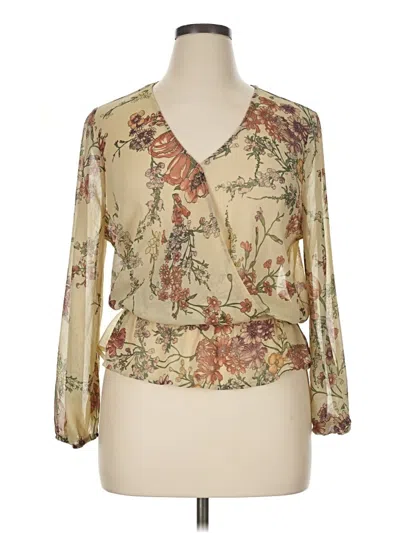 Pre-owned Lily White 3/4 Sleeve Blouse In Gold