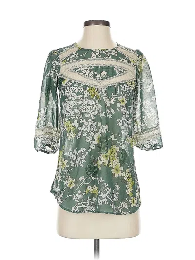Pre-owned Lily White 3/4 Sleeve Blouse In Green