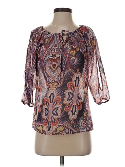 Pre-owned Lily White 3/4 Sleeve Blouse In Purple