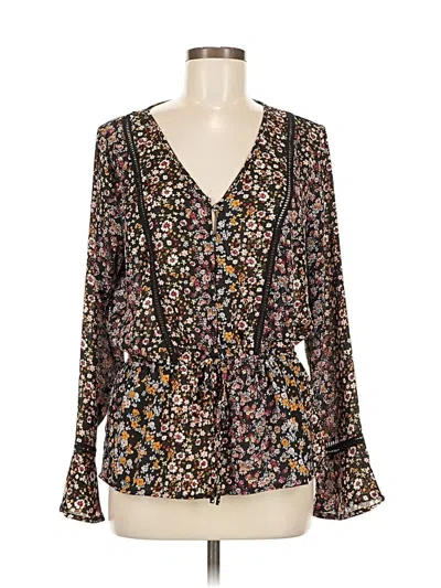 Pre-owned Lily White Long Sleeve Blouse In Black