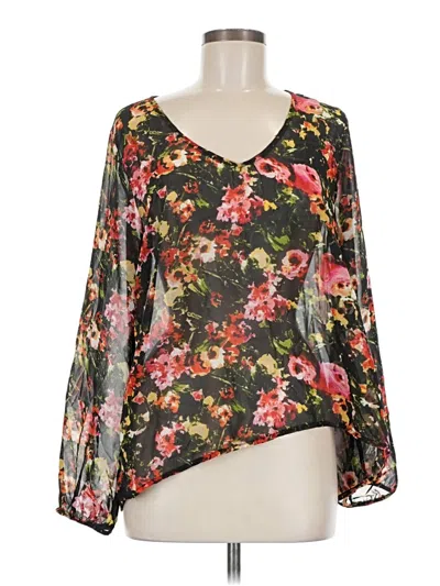 Pre-owned Lily White Long Sleeve Blouse In Black