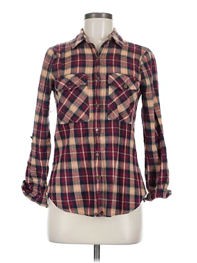 Pre-owned Lily White Long Sleeve Button Down Shirt In Burgundy