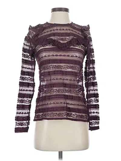 Pre-owned Lily White Long Sleeve Top Purple Keyhole Neckline Tops