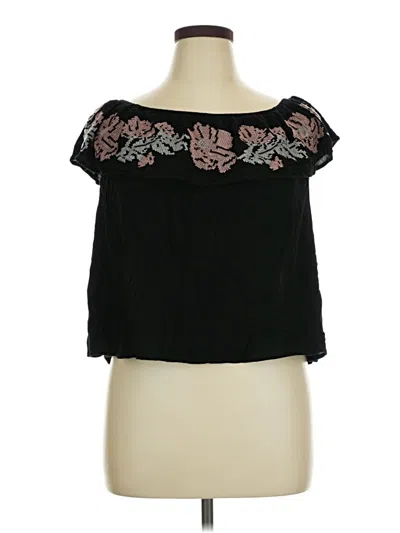 Pre-owned Lily White Short Sleeve Blouse In Black